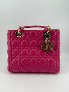 Dior Pink Quilted Lady Dior Top-Handle Bag